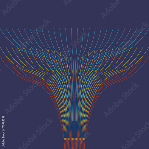 Big Data Funnel Fractal Vector Illustration. Sorting or Filtering fragmented Big Data information or analytics process visualization. Information output or input flow wave concept.