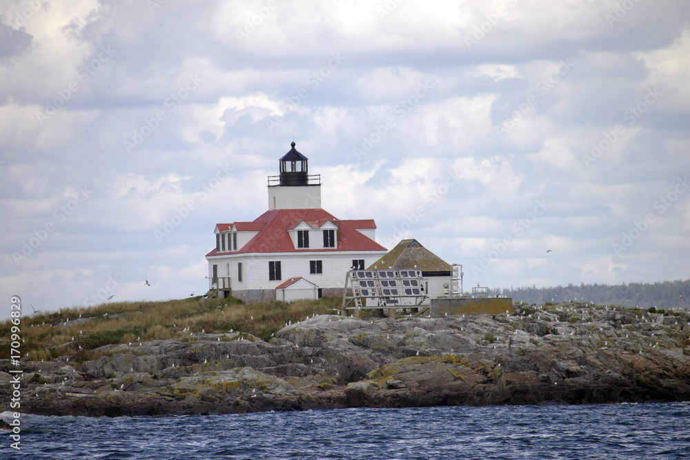 Lighthouse on an Island in Maine, USA Lighthouse on an Island in Maine, USA