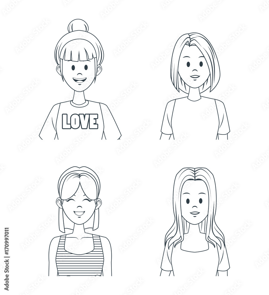 Young girls cartoon icon vector illustration graphic design Young girls cartoon icon vector illustration graphic design