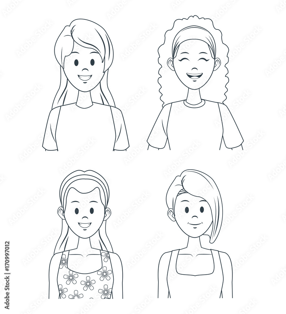 Young girls cartoon icon vector illustration graphic design