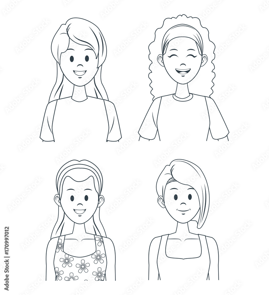 Young girls cartoon icon vector illustration graphic design Young girls cartoon icon vector illustration graphic design