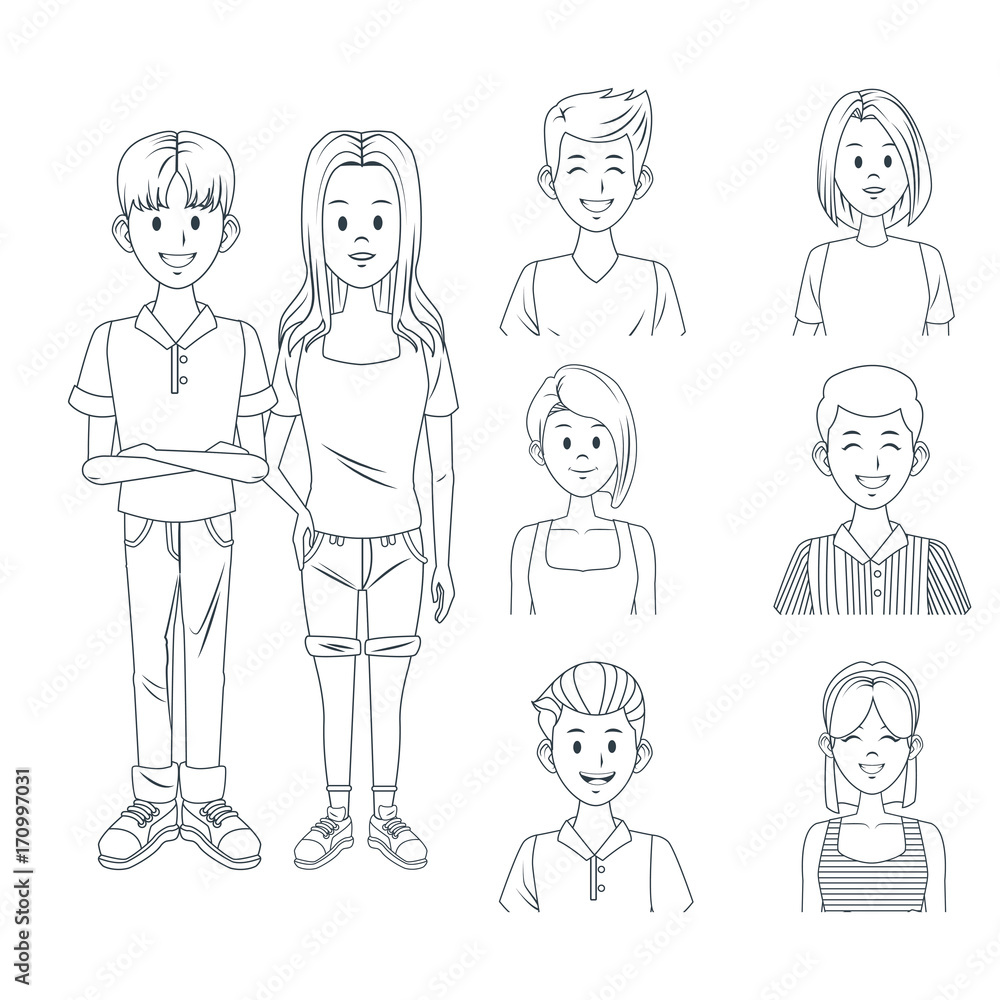 Young friends cartoon icon vector illustration graphic design Young friends cartoon icon vector illustration graphic design