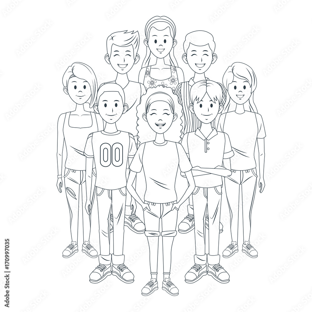 Young friends cartoon icon vector illustration graphic design Young friends cartoon icon vector illustration graphic design