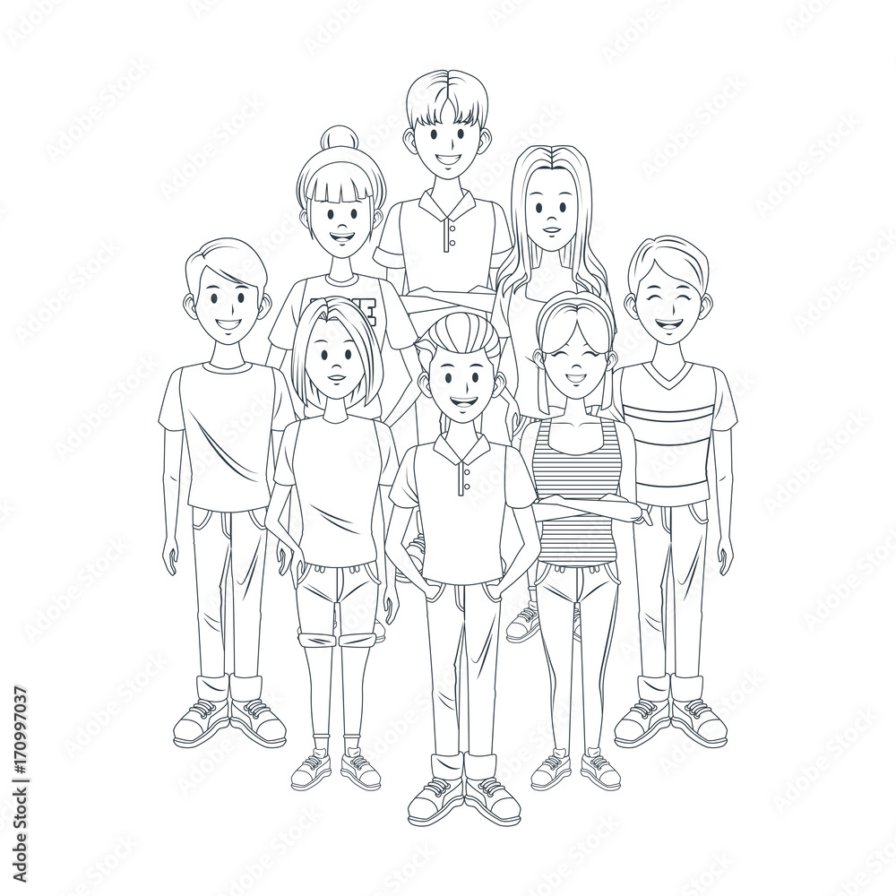 Young friends cartoon icon vector illustration graphic design Young friends cartoon icon vector illustration graphic design