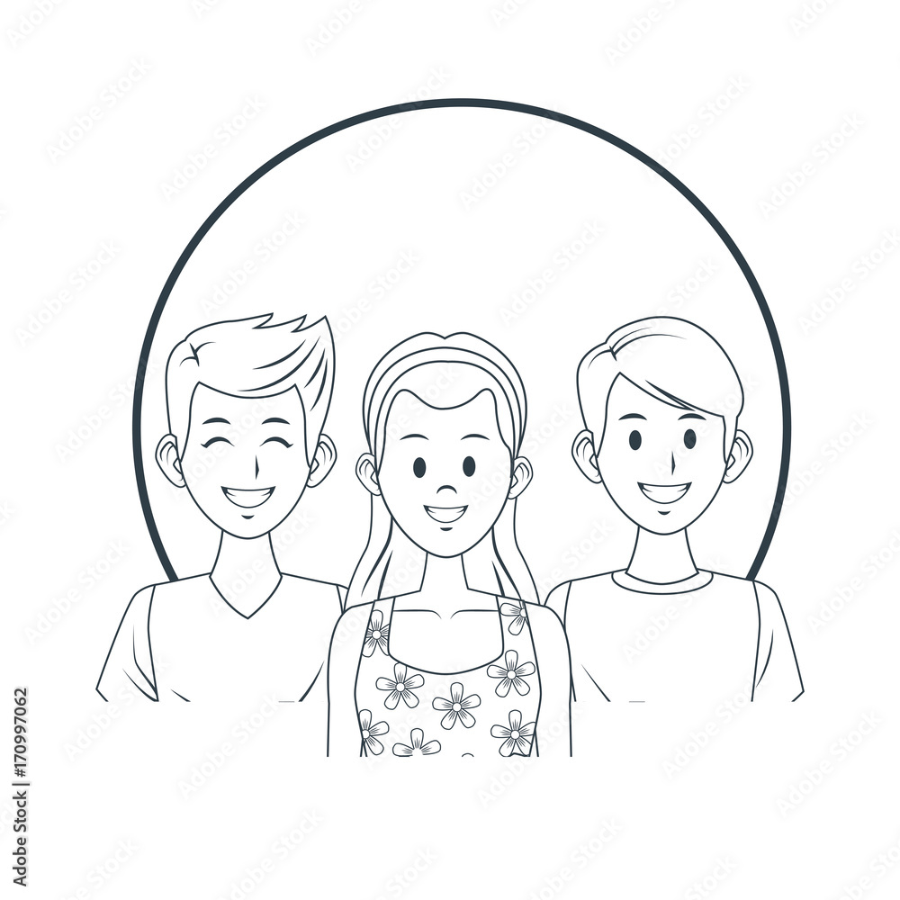 Young friends cartoon icon vector illustration graphic design Young friends cartoon icon vector illustration graphic design