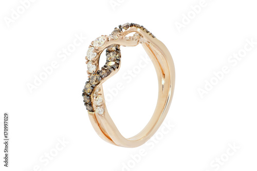 ring with diamonds brown 