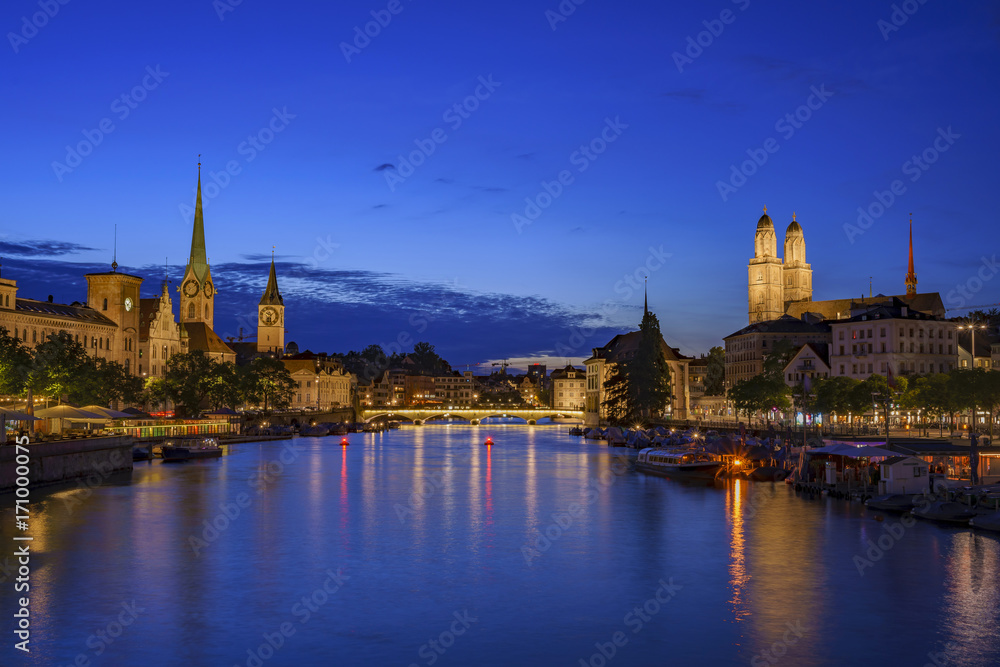 Night cityscape of Zurich Night cityscape of Zurich