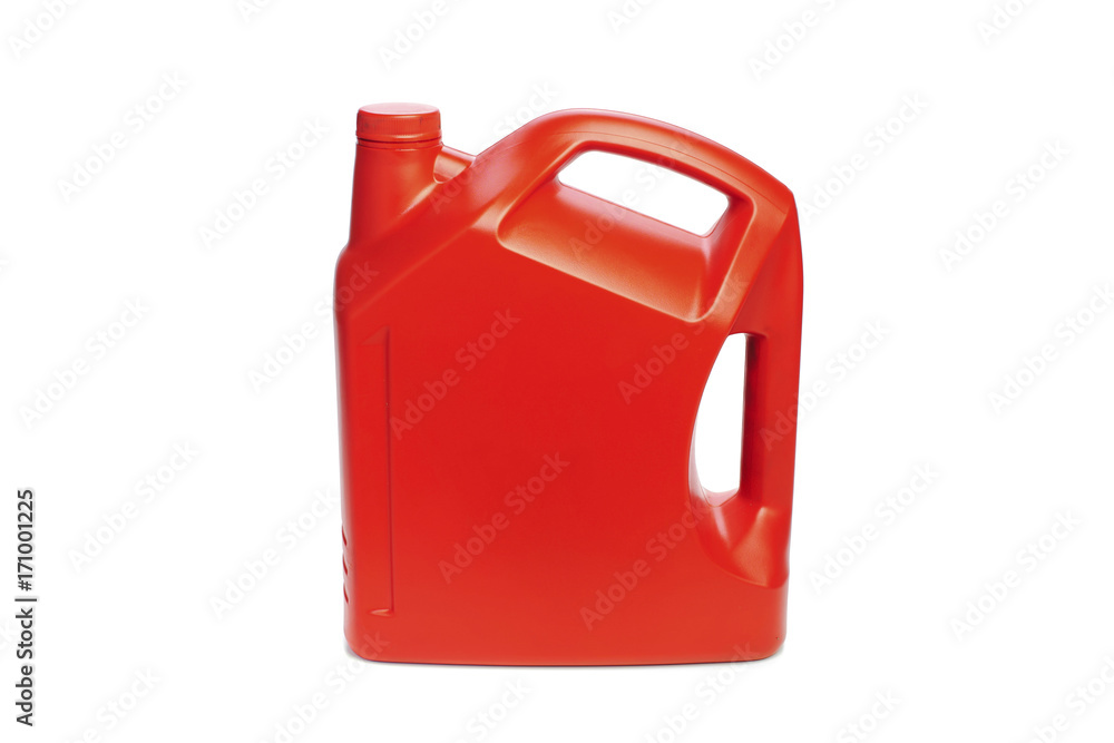 red bottle lubrication isolated on white background red bottle lubrication isolated on white background