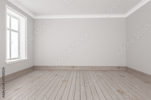 Small Empty Room with Strip Flooring
