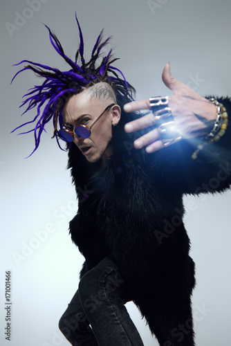 Canvas Print purple mohawk hairstyle
