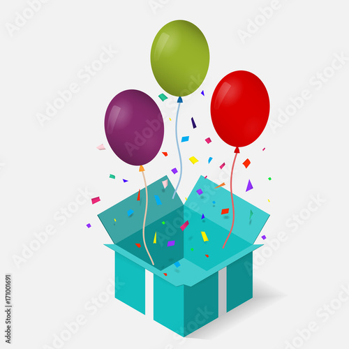 Open gift box with as balloon vector illustration. EPS 10.