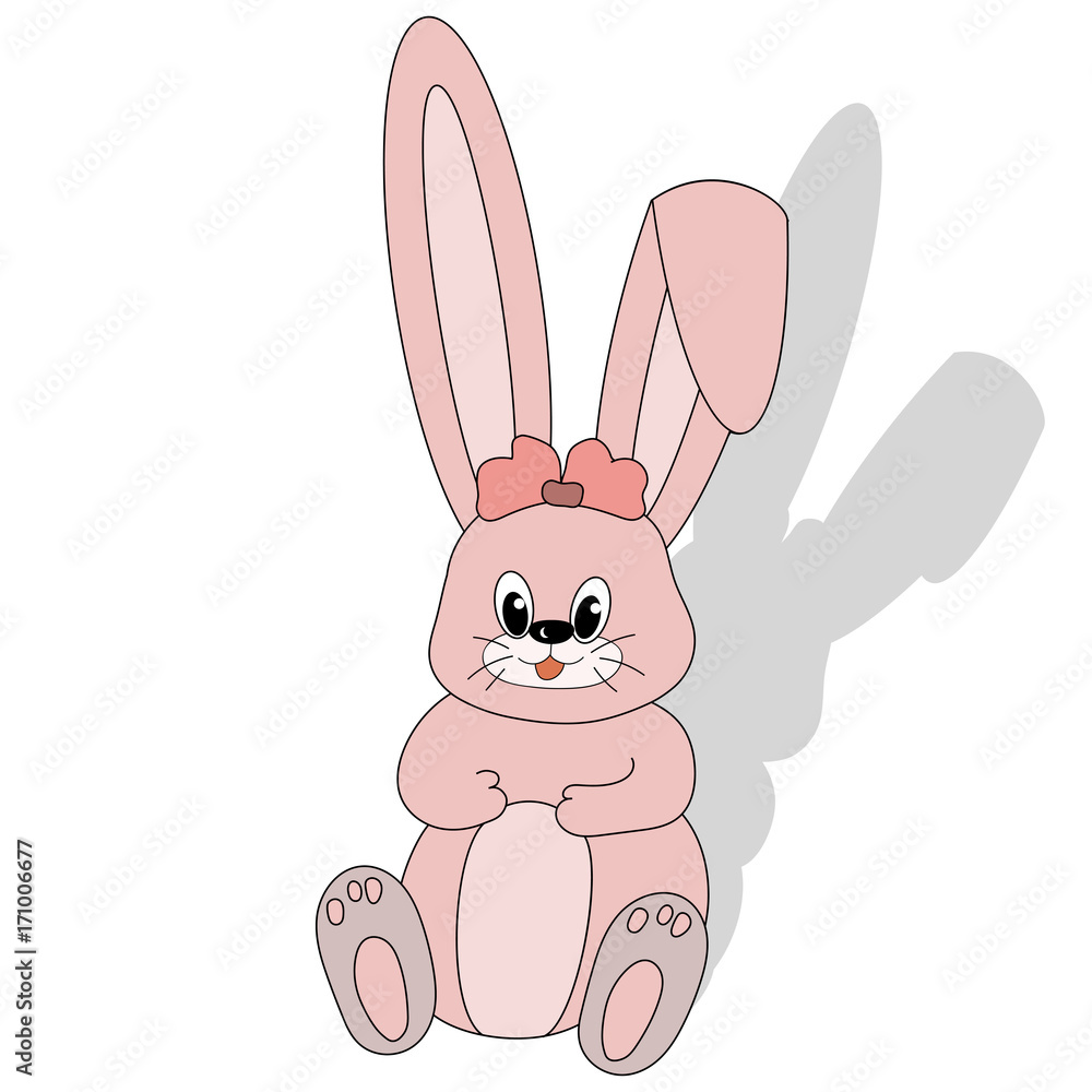 Obraz premium Pink cute rabbit with long ears