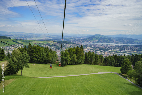 Urban scenery, view from cable car in Pilatus mountain photo