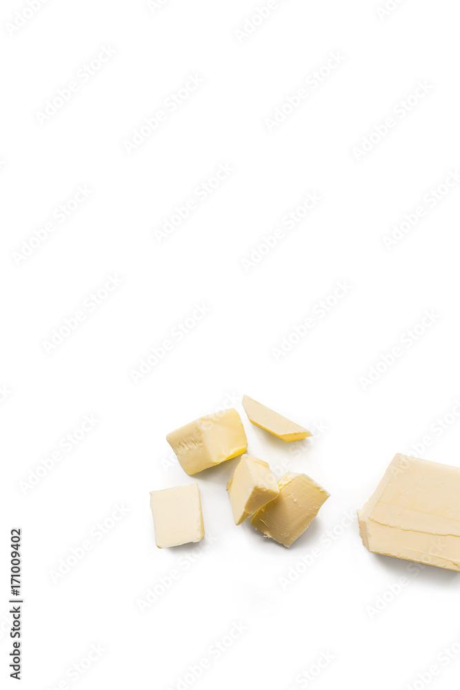 Organic Butter isolated on white background. Vertical composition. Top view Organic Butter isolated on white background. Vertical composition. Top view