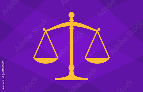 Scales of justice or lawsuit legal case in a court of law flat vector illustration for  websites