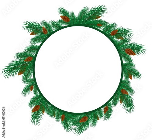 Frame with branches of spruce.