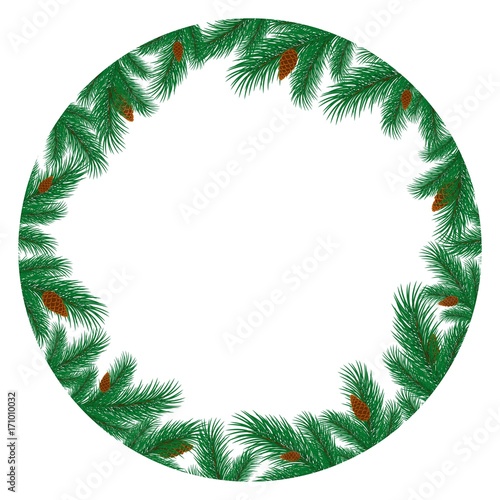 Frame with branches of spruce.