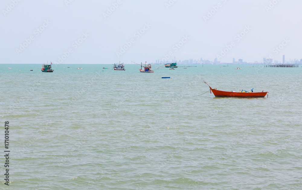 Fototapeta premium many small boat on the ocean