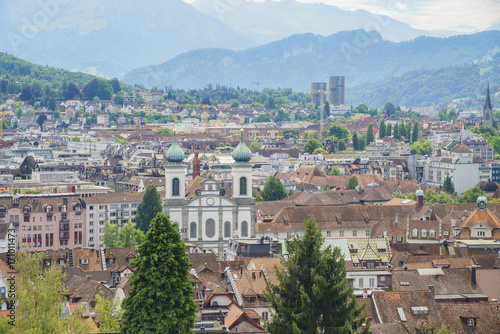 Aerial view of Lucerne cityscape