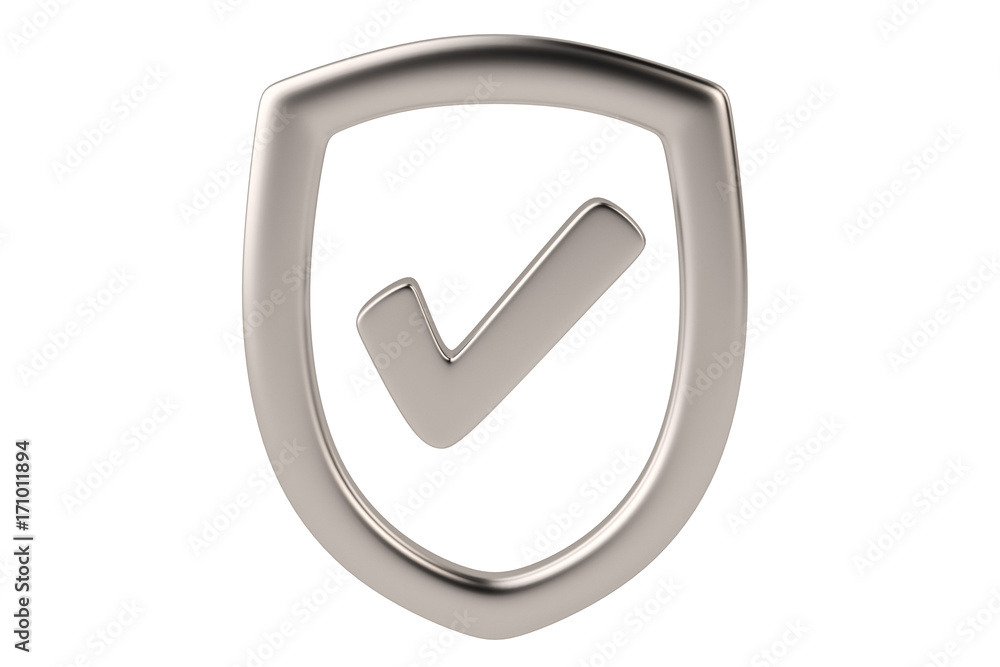 Shield with check mark icon,3D illustration. Shield with check mark icon,3D illustration.