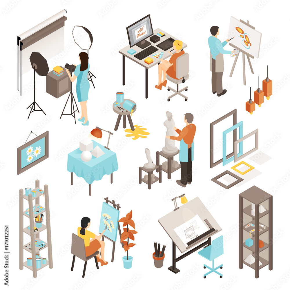 Fotografie Art Photo Design Studio Isometric Set