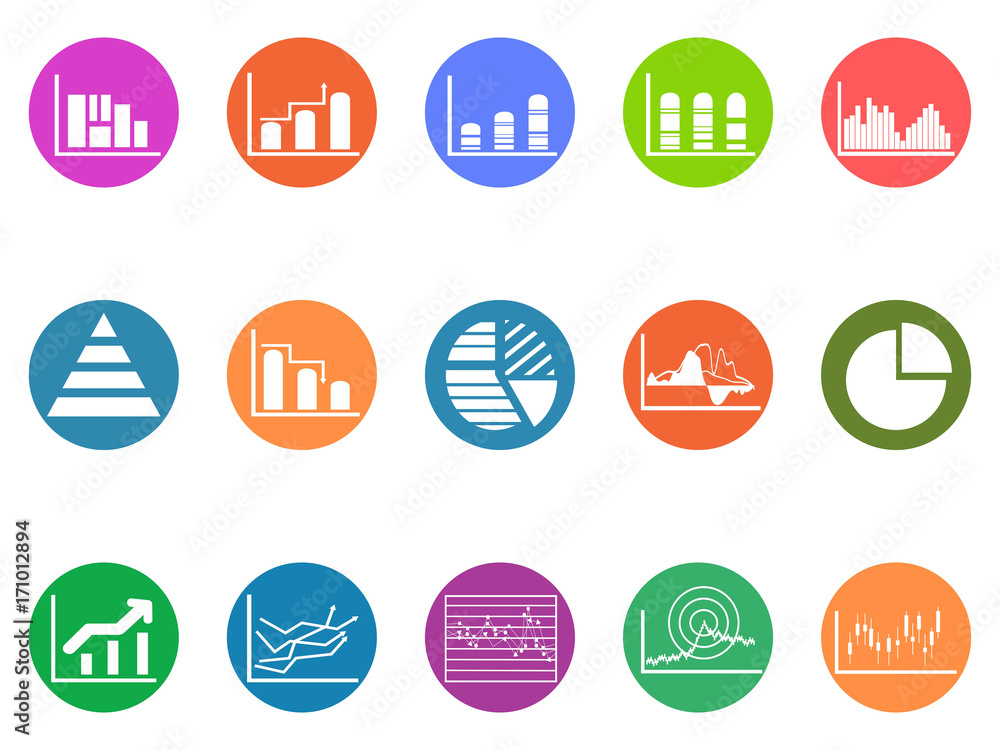 graph chart round button icons set graph chart round button icons set