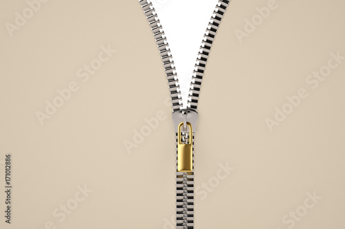 Zipper opening with white color inside,3D illustration. © Holmessu