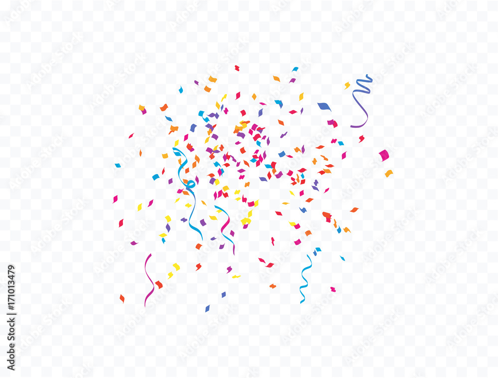 Fototapeta premium confetti and Colorful ribbons. Vector illustration. concept Celebration background. template with isolated.