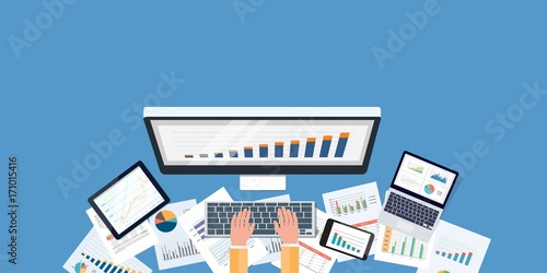 flat business monitoring investment and finance report graph concept
