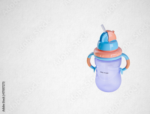 baby bottle or empty baby bottle on a background.