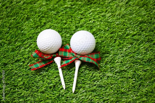 Christmas present for golfer on green grass