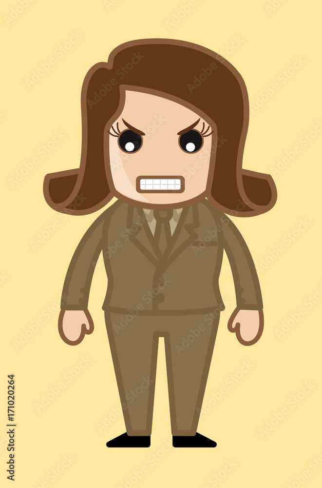 Angry Cartoon Female Vector | Stock