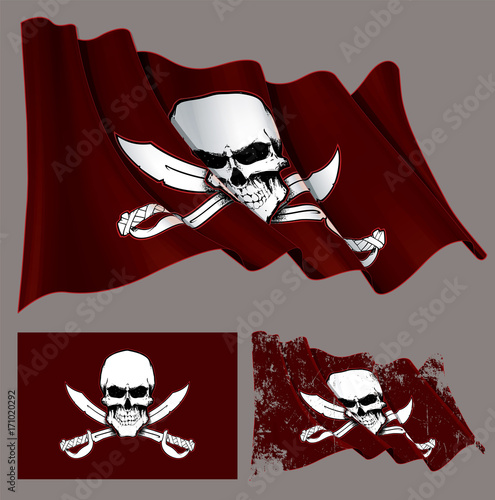 Waving Pirate Flag Skull and Swords