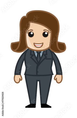 Happy Young Cartoon Businesswoman