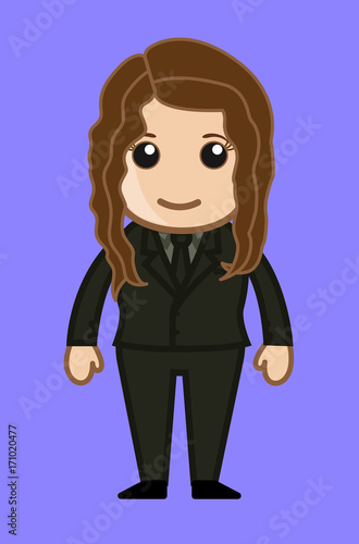 Cute Pretty Cartoon Businesswoman