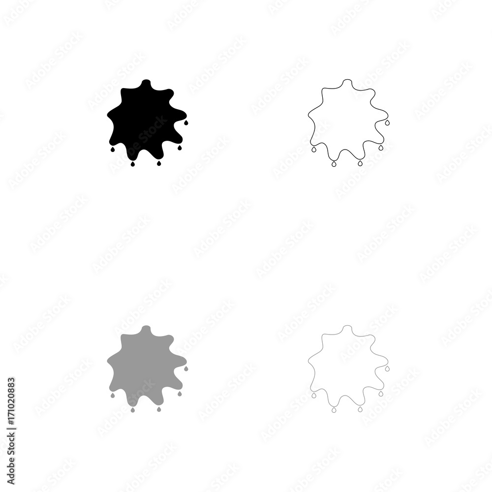 Abstract ink blot black and grey set icon . Abstract ink blot black and grey set icon .