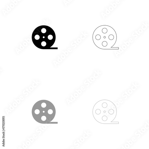 Film strip black and grey set icon .