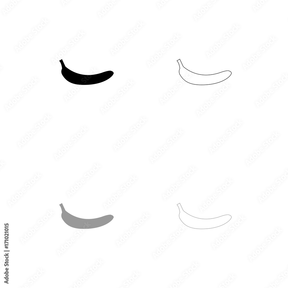 Banana black and grey set icon . Banana black and grey set icon .
