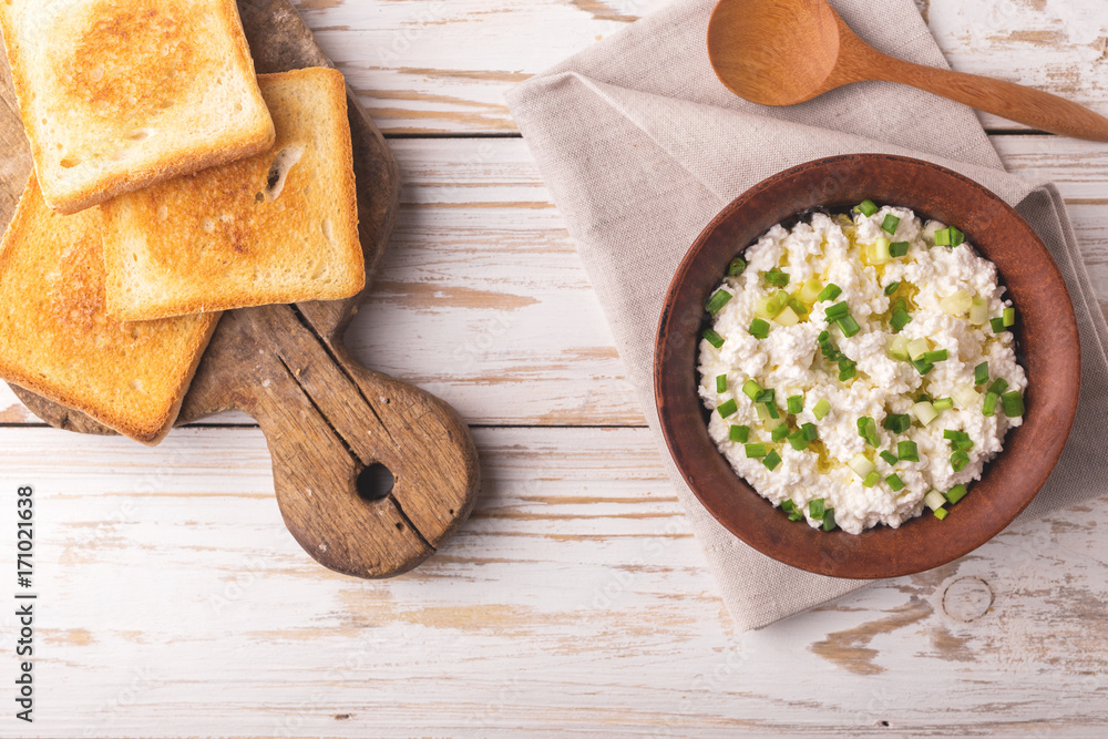 Goat cream cheese with green onions, dip sauce Goat cream cheese with green onions, dip sauce