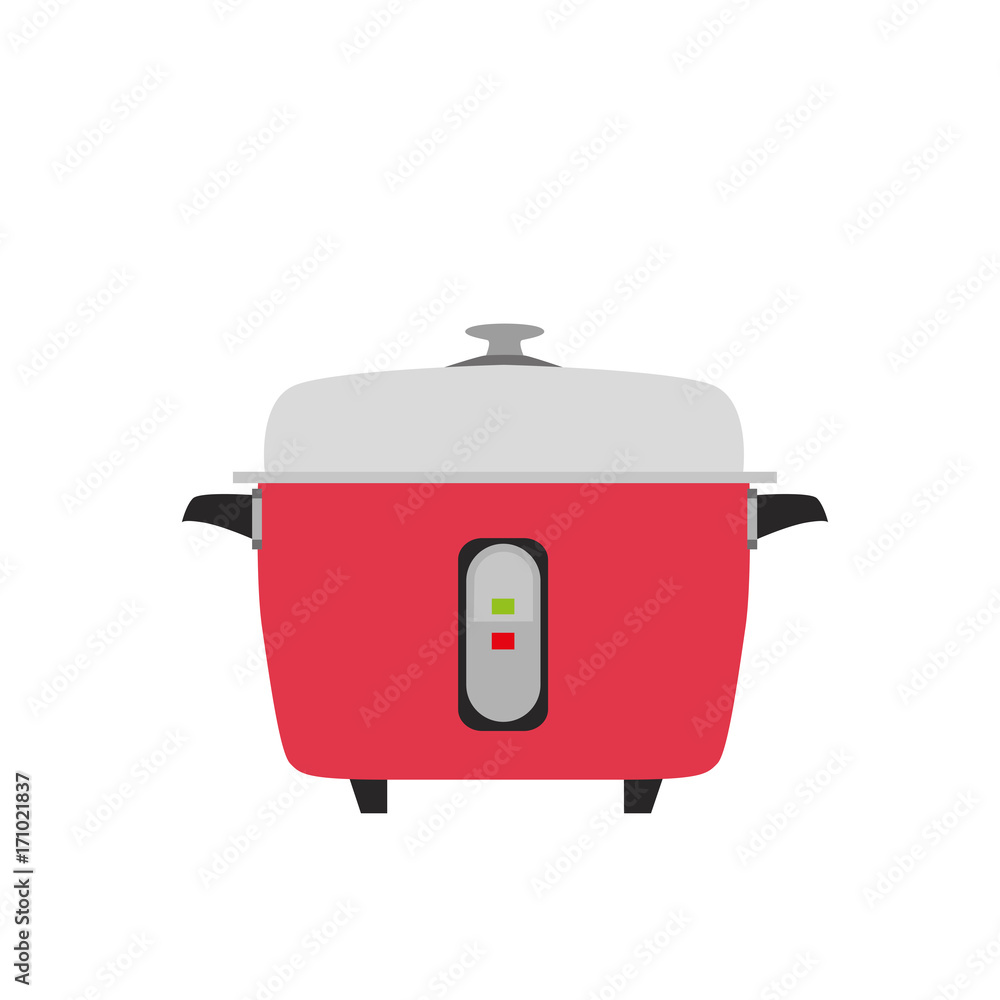 Cooker rice vector electric icon illustration kitchen food pot object background slow isolated pan