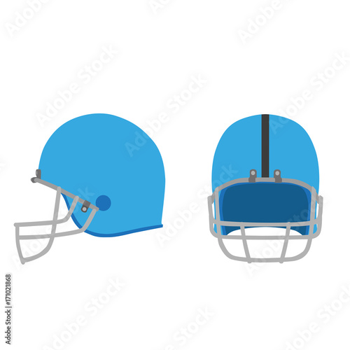 Football helmet vector American icon equipment isolated sport illustration white set blue
