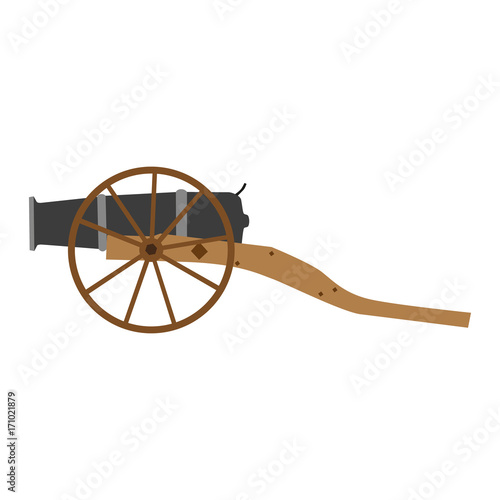 Cannon artillery old gun vector illustration military weapon war isolated white ancient army vintage antique icon