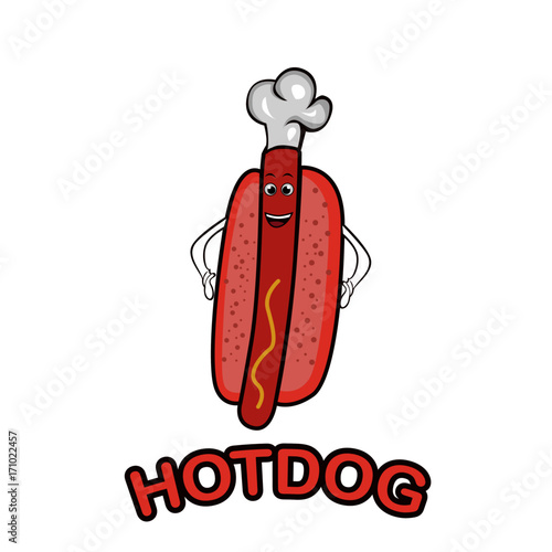 Hotdog mascot logo. Hotdog vector illustration.