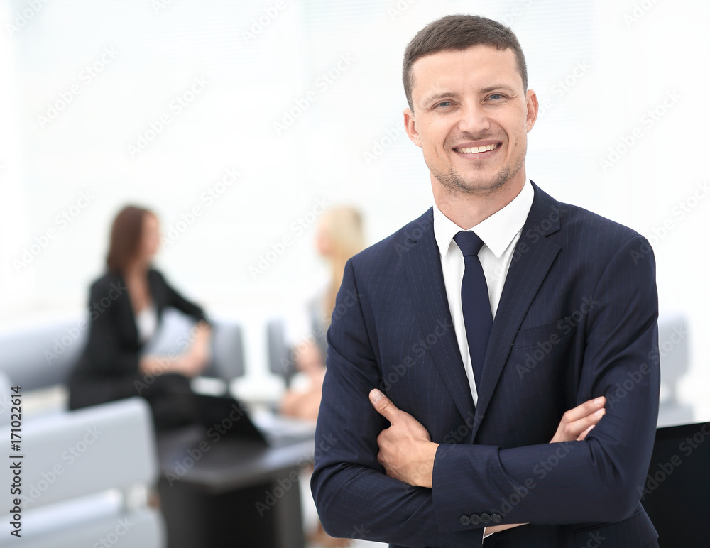 successful businessman on blurred background office successful businessman on blurred background office