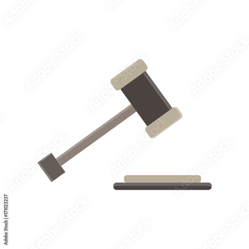 Hammer of a judge gavel vector flat icon act bid bidder black crime design legal law logo