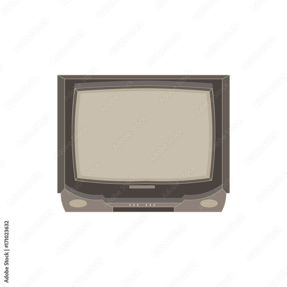 Vector retro TV flat icon isolated. Vintage television front view illustration. Electric design display