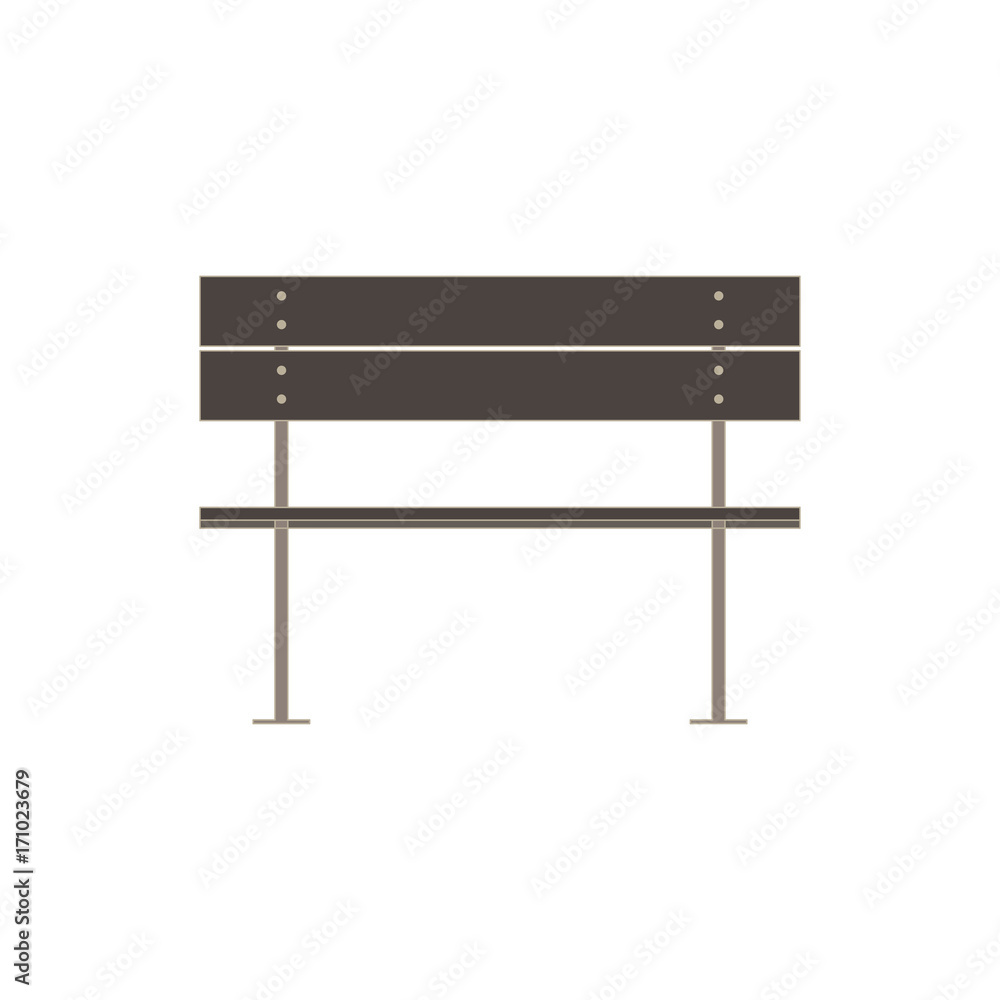 Vector bench flat icon isolated. Street wooden design city illustration front view. Vector bench flat icon isolated. Street wooden design city illustration front view.