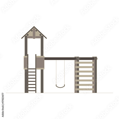 Kids playground. Buildings for city construction. Set of elements to create urban background, village and town landscape. Flat icon style vector illustration.