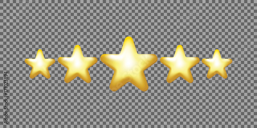 5 Star vector icon, rank, gold favorite web symbol
