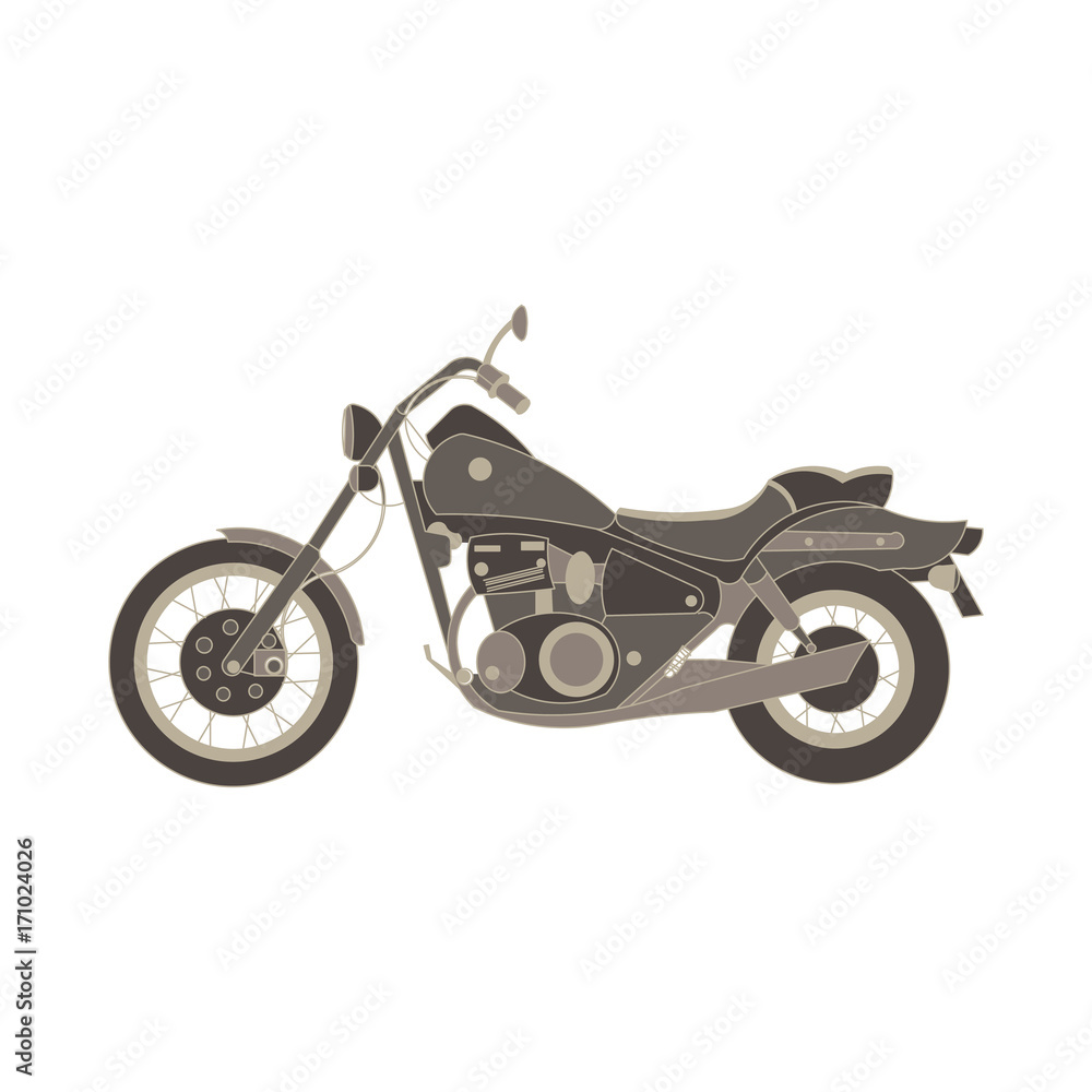 Vector motorcycle flat icon . Motorbike vintage illustration design isolated. 